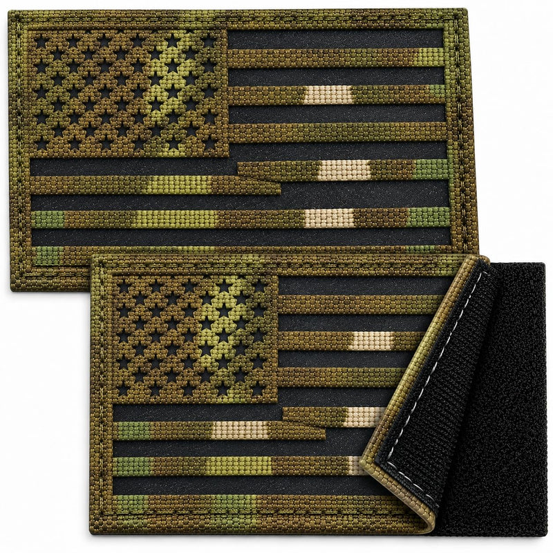 U-LIAN 2x3.15 Inch IR Infrared US USA American Flag Patch Tactical Vest Patch Hook-Fastener Backing (Forward+Reversed) IR-Camo2pc