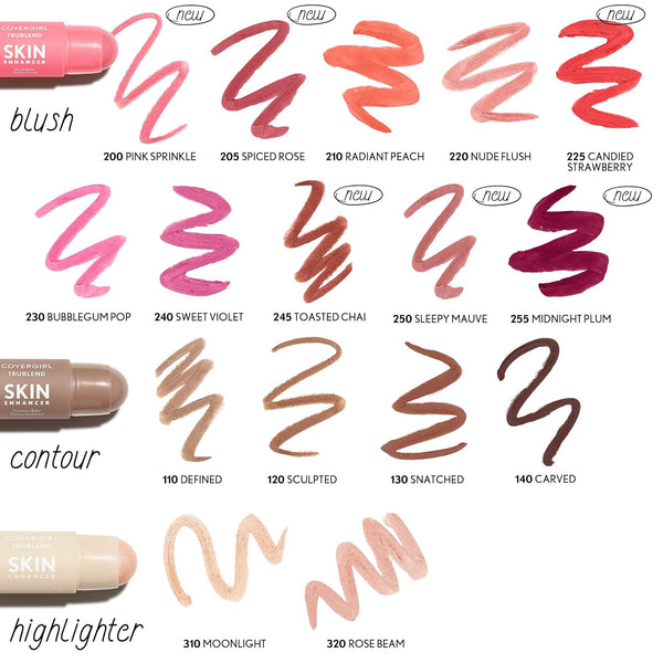 CoverGirl Trublend Skin Enhancer Blush Balm Stick, 220 Nude Flush, Vegan Formula, Easy to Use, Glides on Effortlessly, Non-Greasy, Doesn't Crease,