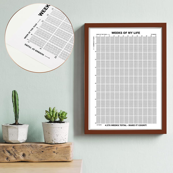 Outus 4 Pieces Life Poster Weeks Calendar Prints Memento Mori Wall Decor Motivational Quotes Wall Art Lifetime Motivational Poster for Habit