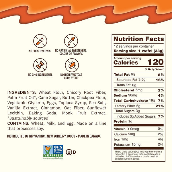 Rip Van Wafels Dutch Caramel & Vanilla Stroopwafels, Healthy Snacks, Non-GMO, Low Calorie, Low Sugar (3g), Office Snacks, Keto Friendly, 12 Count