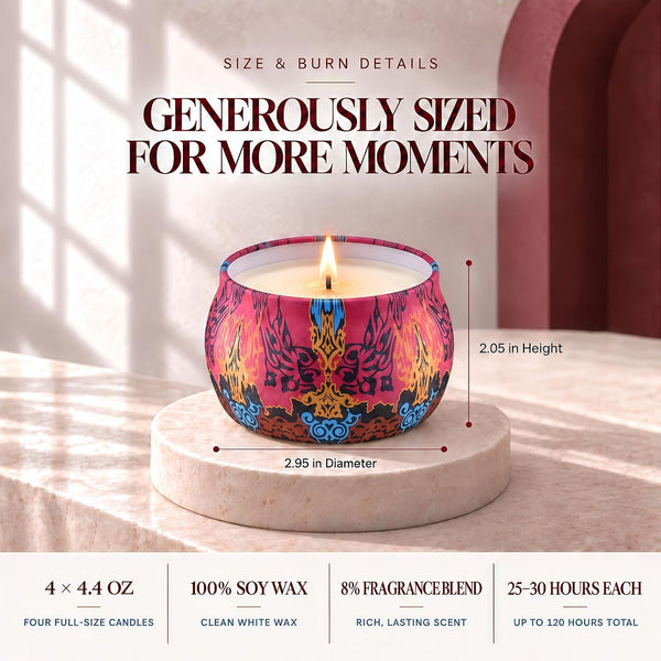 Scented Candles Gift Set for Women, 4 Pack Soy Wax Candles for Home Scented 4-Pack Classic Gift Set