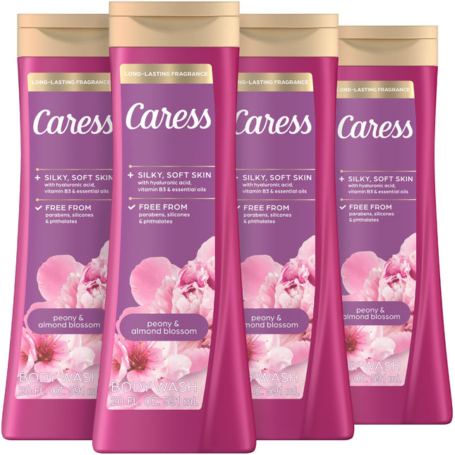Caress Body Wash for Women, Peony & Almond Blossom, Shower Gel Moisturizing Body