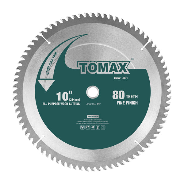 TOMAX 10-Inch 80 Tooth ATB Fine Finish Saw Blade with 5/8-Inch Arbor 10" 80T