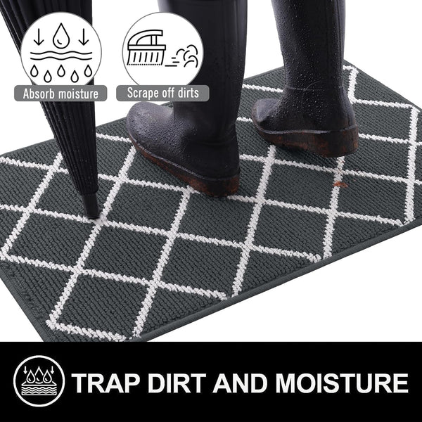 Finchitty Indoor Door Mat, Dirt Resistant and Absorbent, Low-Profile, Non-Slip, Washable Inside Floor Mats for Front Door, Back, and Entrance, 32"