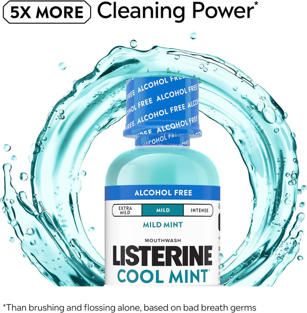 Listerine Cool Mint Alcohol Free Mouthwash, Mild Mint, 3.2 fl. oz/95 mL 3.2 Fl Oz (Pack of 1)