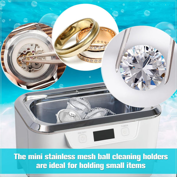 Potchen 6 Pcs Jewelry Cleaner Baskets Stainless Steel Jewelry Steam Cleaner Baskets for Watch Parts Small Items Cleaning Solution with Lock and