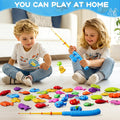 Magnetic Fishing Game Toys for Kids Toddlers 3-5 4-8, Water Table Bathtub Toys with Pole Rod Net Plastic Floating Fish, Water Bath Pool Outdoor