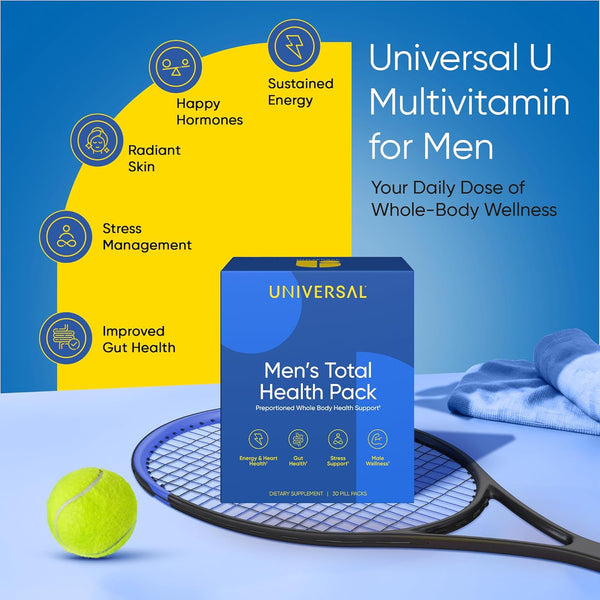 Men'S Total Health Daily Vitamin Packs - 22 Essential Minerals & Vitamins for Men, All-In-One Multivitamin Supplement for Energy, Stress Support,