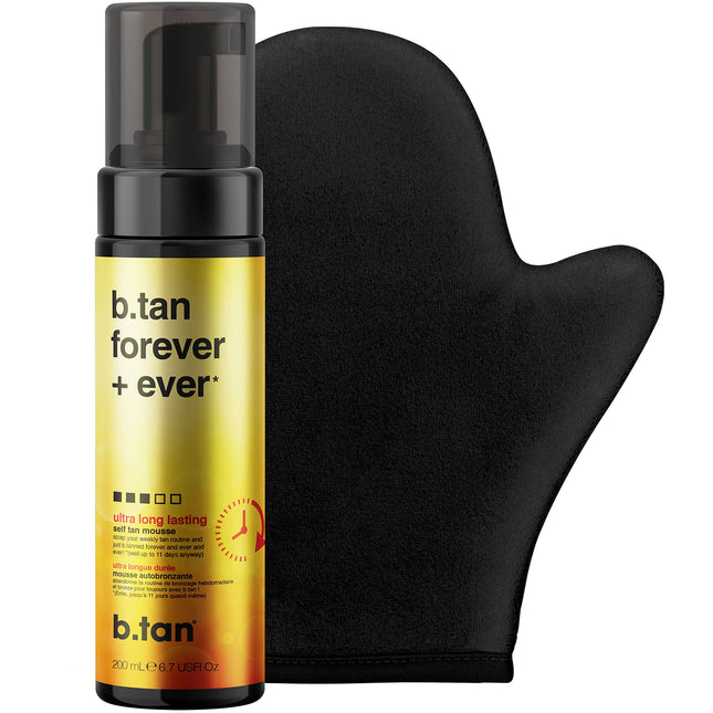 B.Tan Dark Self Tanner Kit | Get Tanned Bundle - Best Mousse W/Tanning Mitt Applicator, 1 Hour Express Sunless Foam, Fas
