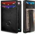 Magnetic Closure Slim Wallet for Men with Money Clip Gift Boxed,Genuine Leather Front Pocket Wallet, 3.9"X 2.7", RFID Blocking