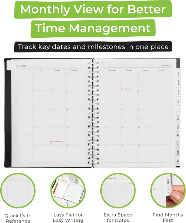 Walldeca 2025 Annual Weekly Planner, Weekly & Monthly Planner, Jan 2025 - Dec 2025 | Flexible Cover, Notes Pages, Twin-Wire Binding (2025 (8 X