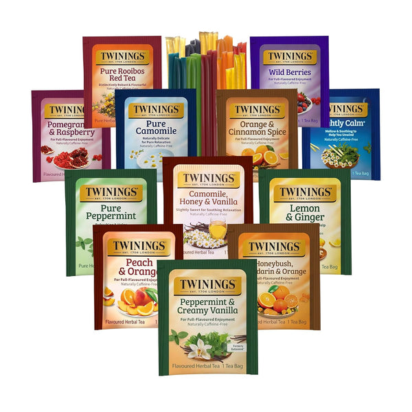 Tea Bunch Twinings 48 Tea Bags Herbal Variety Pack â 12 Herbal Flavors with 20 Honey Sticks, Perfect Tea Gift Set for Any Occasion