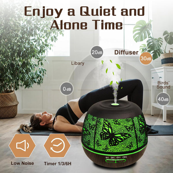 Essential Oil Diffuser for Bedroom 400ml,Diffusers for Home with R/C,Cool Mist Humidifier Large Room,Ultrasonic Scent Diffuser Waterless Auto
