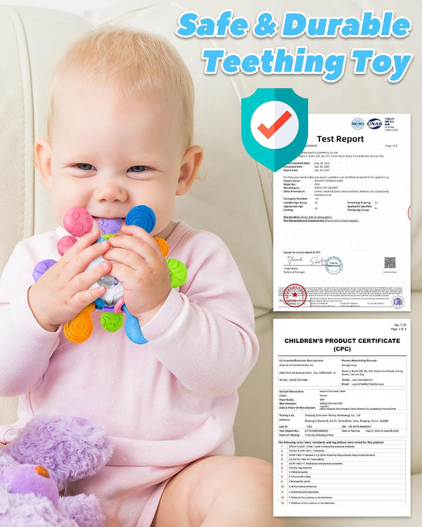 Baby Teething Toys for 0-6 6-12 Months Ages 0-2, Tummy Time Montessori Toys for Babies 0 3 6 9 12 18 Months, Newborn Infant Sensory Toys, Baby