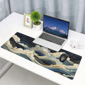 Abstract Japanese Ocean Waves Gaming Mouse Pad XL, Large Non Slip Rubber Mousepad, Stitched Edges Mouse Pads, Long Extended Mouse Pad,31.5'' X 11.8''