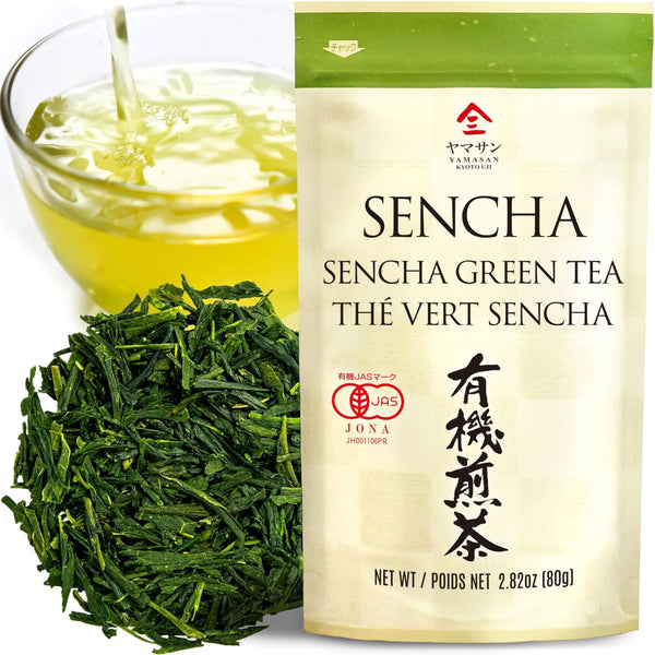 Chaganju Green Tea Leaves Sencha, JAS Certified Organic, Japanese Green Tea, Uji-Kyoto, 80G Bag, Sencha Green Tea, Loose Leaf?Yamasan?