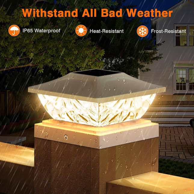 Solar Post Cap Lights Outdoor 6 Pack, 2 Mode Bright Fence Post Solar Lights Outd
