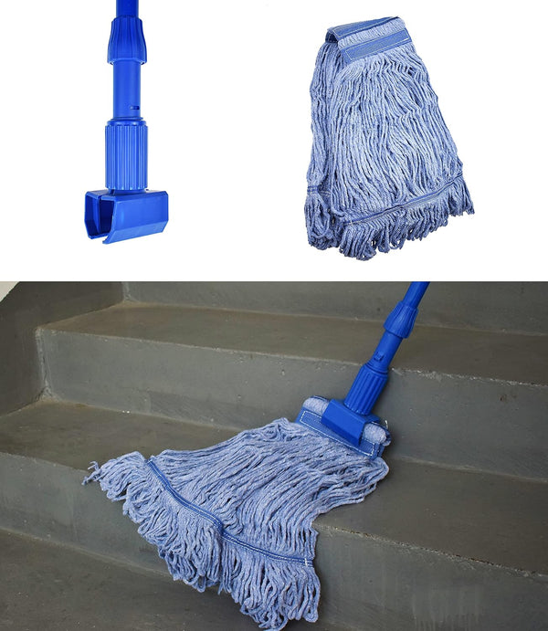 Mop Head Replacement Commercial Heavy Duty String Blue Wet Mop Heads for 3 Typs Commercial Mop Handle(1,Large)