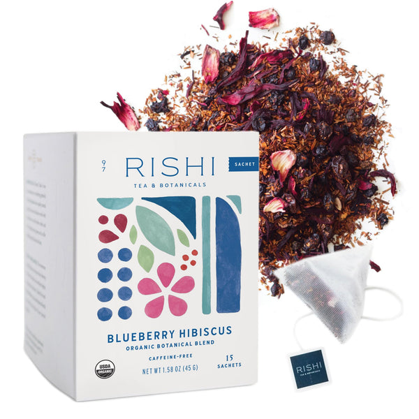 Rishi Tea Blueberry Hibiscus Organic Herbal Tea Bags, Caffeine Free, 15ct Blueberry Hibiscus 15 Count (Pack of 1)