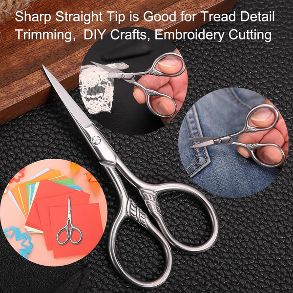 Small Precision Scissors, 3.5Inch Stainless Steel Multi-Purpose Vintage Beauty Grooming Kit for Facial Hair, Eyebrow, Eyelash, Beard, Moustache
