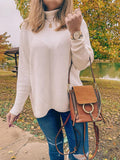 ANRABESS Womens Oversized Turtleneck Batwing Long Sleeve Casual Cozy Baggy Knit Pullover Tunic Sweater 2026 Fall Outfits Medium Apricot