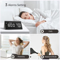 Digital Alarm Clock, with Wooden Electronic LED Time Display, 3 Alarm Settings, Humidity & Temperature Detect, Wood Made Electric Clocks for
