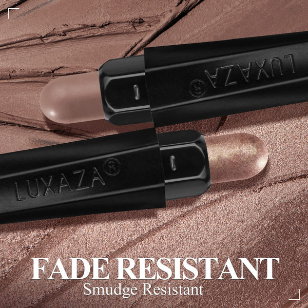 3Pcs Neutral Brown Eyeshadow Stick Set, Matte and Shimmer Creamy Eyeshadow Pencil, Shiny Pink Shadow, Waterproof Long Lasting Smoky Eye Makeup