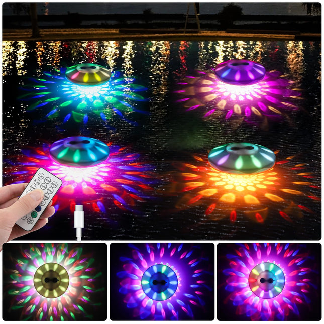 Floating Pool Lights, Pool Light with 6 Dynamic Lighting Effects, IP68 Waterproo