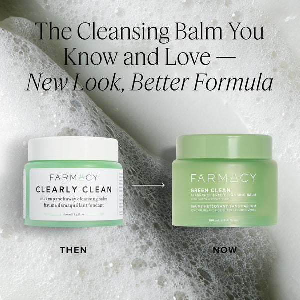 Farmacy Sensitive Skin Makeup Remover Cleansing Balm - Green Clean Waterproof Makeup Remover Balm + Oil Cleanser for Face - Melts Make Up + SPF -
