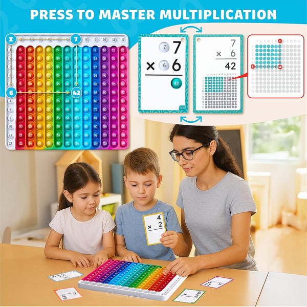 JoyCat Multiplication Flash Cards + Chart- 156 Hole Punched Math Game Flashcards for Kids Ages 8 and Up, Times Table Manipulatives for