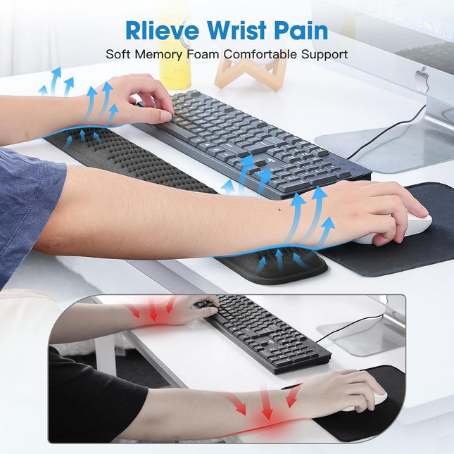MEKASS Ergonomic Wrist Rest for Keyboard and Mouse, Soft Memory Foam Keyboard Wr