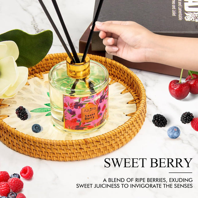 Reed Diffuser for Home, 6.7Oz Sweet Berry Scent Diffusers for Bathroom Air Freshener, Aromatherapy Diffuser for Room Off