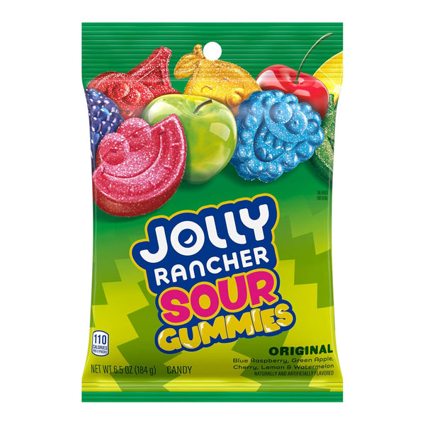 JOLLY RANCHER Sour Gummies Assorted Fruit Flavored Candy Bag, 6.5 oz Sour 6.5 Ounce (Pack of 1)