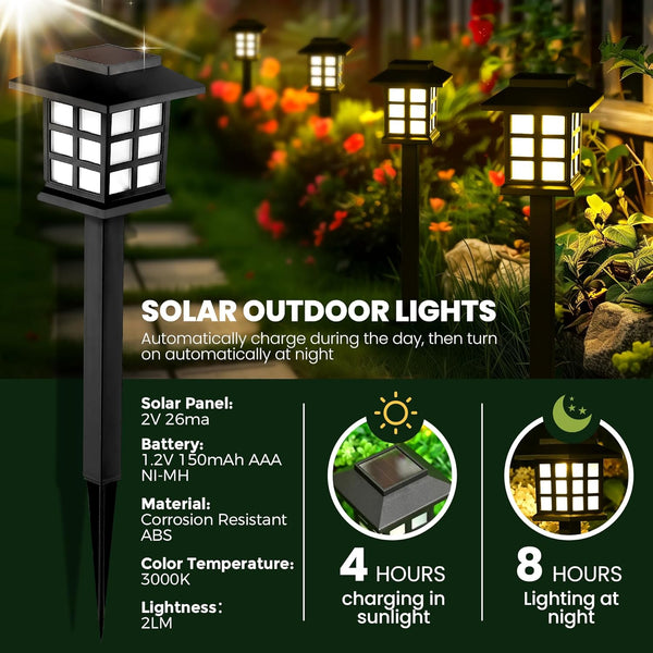 GIGALUMI Solar Outdoor Lights,12 Pack LED Solar Lights Outdoor Waterproof, Solar Walkway Lights Maintain 10 Hours of Lighting for Your Garden,