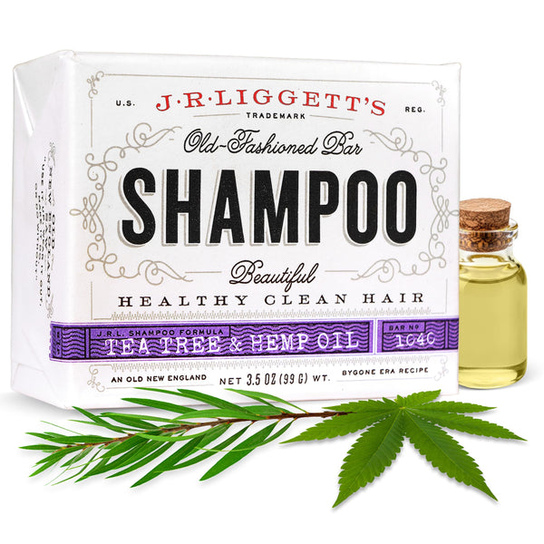 J.R.LIGGETT'S Shampoo Bar Tea Tree Formula, All-Natural Solid Hair Cleanser, Soothing Bar Shampoo with Tea Tree and Hemp Seed Oil for Dry,