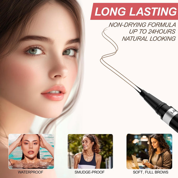 Eyebrow Pencil, 2-in-1 Waterproof Eyebrow Pen, with 2 Tip Microblading Eyebrow Pencil and Ultra-Precise Brow Pencil, with Eyebrow Brush, Eyebrow