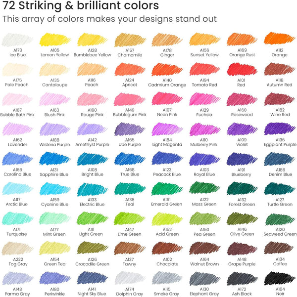 ARTEZA Inkonic Fineliners Pens, Set of 72, 0.4 mm Fine Tip Markers, Water-Based Art Pens for Drawing, Sketching, Journaling, Calligraphy 1 Count