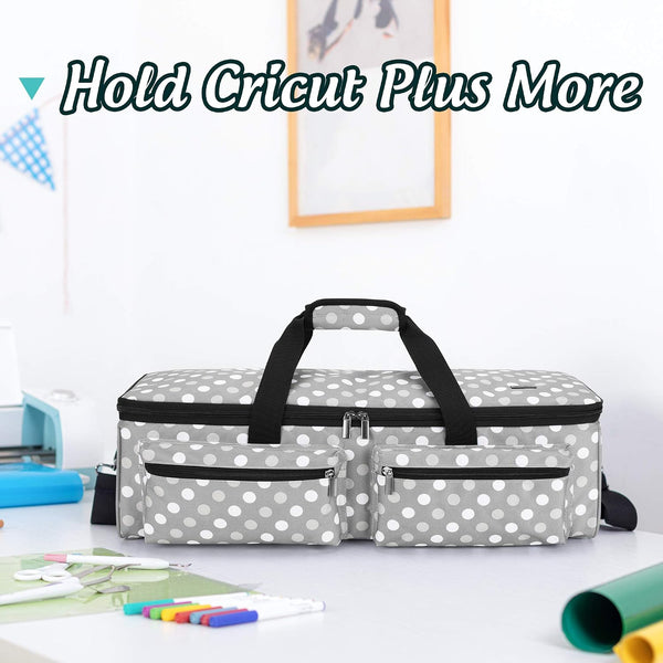 LUXJA Carrying Bag Compatible with Cricut Explore Air and Maker, Gray Dots | Tote Bag Compatible with Cricut Explore Air, Silhouette Cameo 4 and