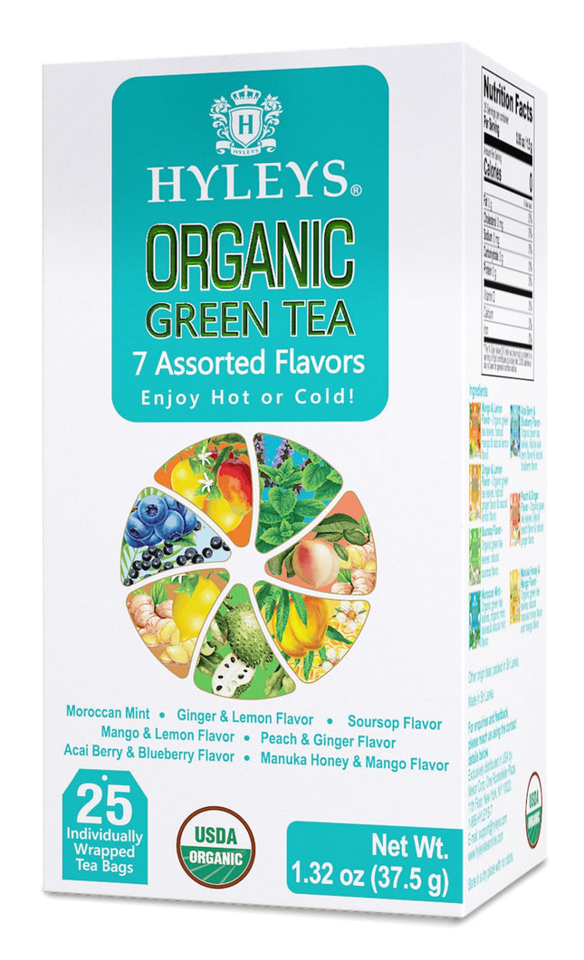 Hyleys Organic Green Tea 7 Assorted Flavors - 25 Tea Bags
