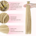 GOO GOO I Tip Hair Extensions, Real Human Hair, 14inch 100g 200S, Cold Fusion I Tip, Invisible Remy, 16/22 Light Blonde Highlighted Golden Blonde
