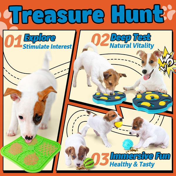 Forfon 9 Pack All-Around Dog Puzzle Toy Set -Mentally Stimulating Dog Enrichment Toys for Small to Medium Smart Dogs, Includes Dog Lick Mat with