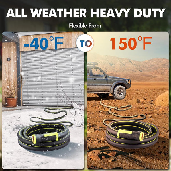 Garden Hose 3FT - PHLEX PRO Water Hose Heavy Duty Premium 5/8'' Rubber 3-Layer, Innovation Flexible Hybrid Lightweight Water Hose, Full Brass Male