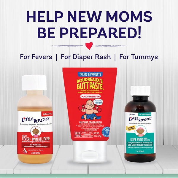 Little Remedies New Baby Essentials Kit with Saline Nasal Spray, Diaper Rash Cream, Gas Relief Drops, Gripe Water & More, Safe for Newborns 6