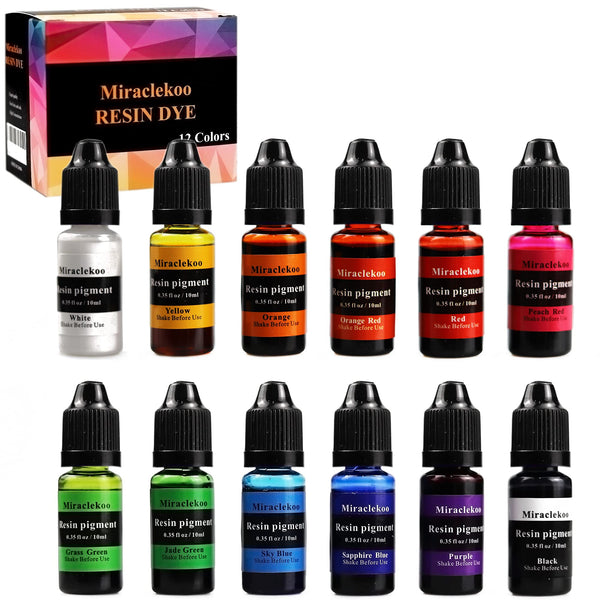 12 Colors Epoxy Resin Color Dye Colorant Liquid Epoxy Resin Pigment,10ml Each,Translucent 12 Colors Vivid