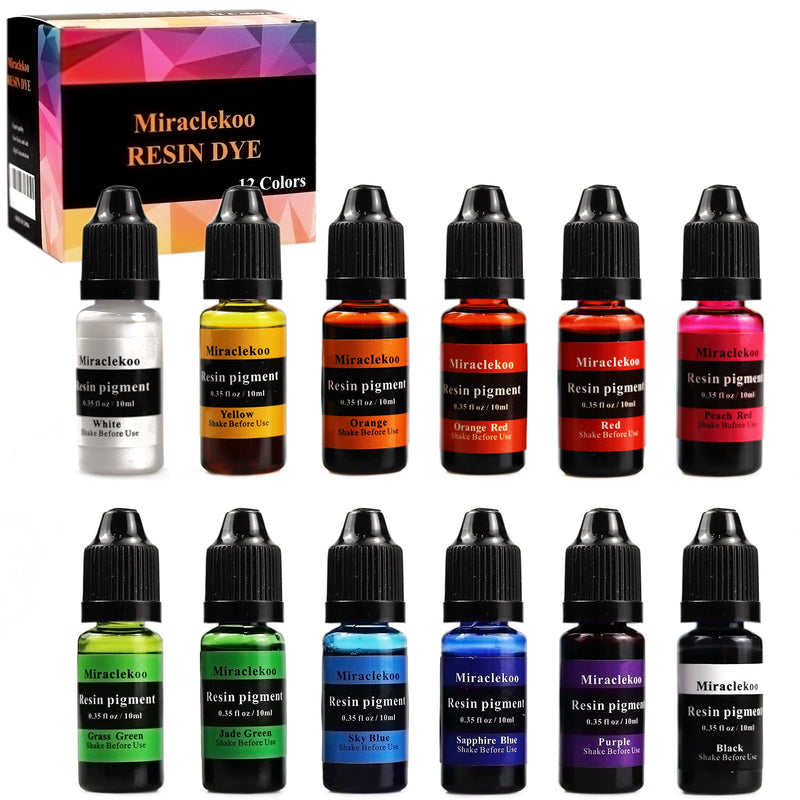 12 Colors Epoxy Resin Color Dye Colorant Liquid Epoxy Resin Pigment,10ml Each,Translucent 12 Colors Vivid