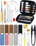 PLANTIONAL Upholstery Repair Sewing Kit: 47 Pieces Heavy Duty Sewing Kit with Sewing Awl, Seam Ripper, Leather Hand Sewing Stitching Needles,