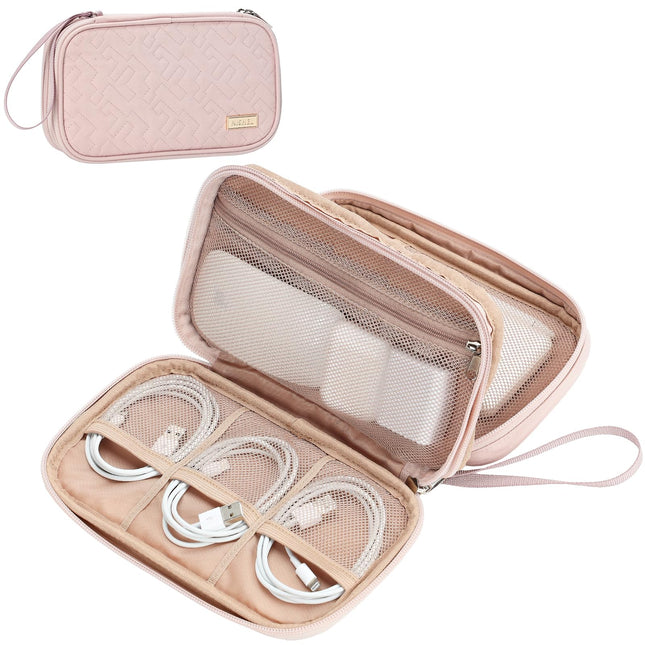 NISHEL Travel Cord Organizer Case, Double Layers Tech Electronic Bag, Essentials for Charger, Cable, Phone, Flash Drive,