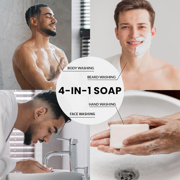 Rinse & Robust Mens Bar Soap 6Pcs Cleansing All Natural Handmade Mens Moisturizing&Exfoliating Oatmeal Scrub Soap Gift for Men Body&Hand All Skin