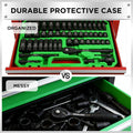 SWANLAKE 3/8" Drive Impact Socket Set, 50-Piece Standard SAE (5/16 to 3/4 Inch) and Metric (8-22Mm) Size, 6 Point, Cr-V, 3/8-Inch Ratchet Handle,