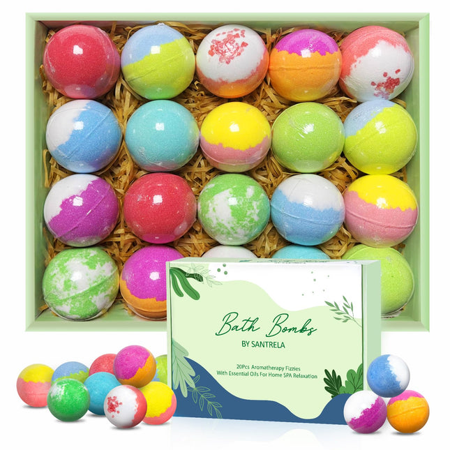 Bath Bombs for Women Gift Set, 20 Organic Bath Bombs with Essential Oil, Handmade SPA Bubble Bath for Relaxing, Gift for